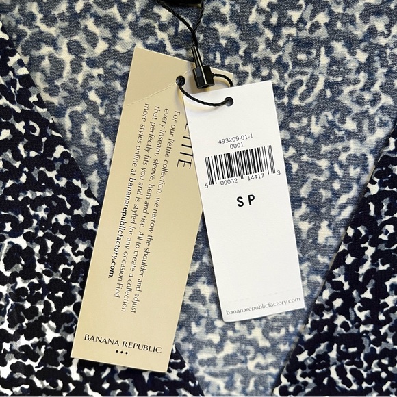 NWT Banana Republic Blue Print Knotted Faux Wrap Dress , sz Petite Small - Picture 6 of 8
